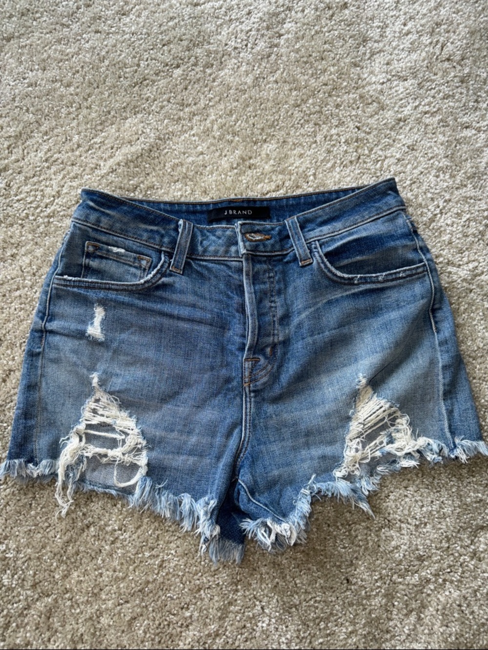 J Brand Distressed Denim Cutoff Shorts - Medium Blue